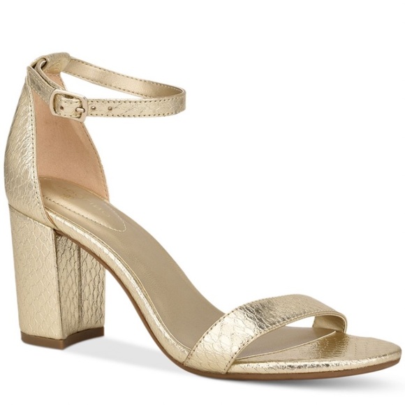 Bandolino Shoes - Bandolino Gold Ankle Strap Armory Dress Sandal Block Pumps